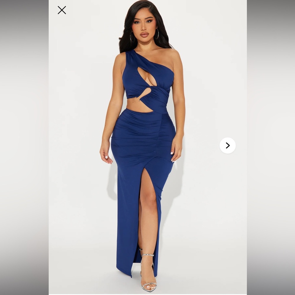 Blue One-Shoulder Dress
